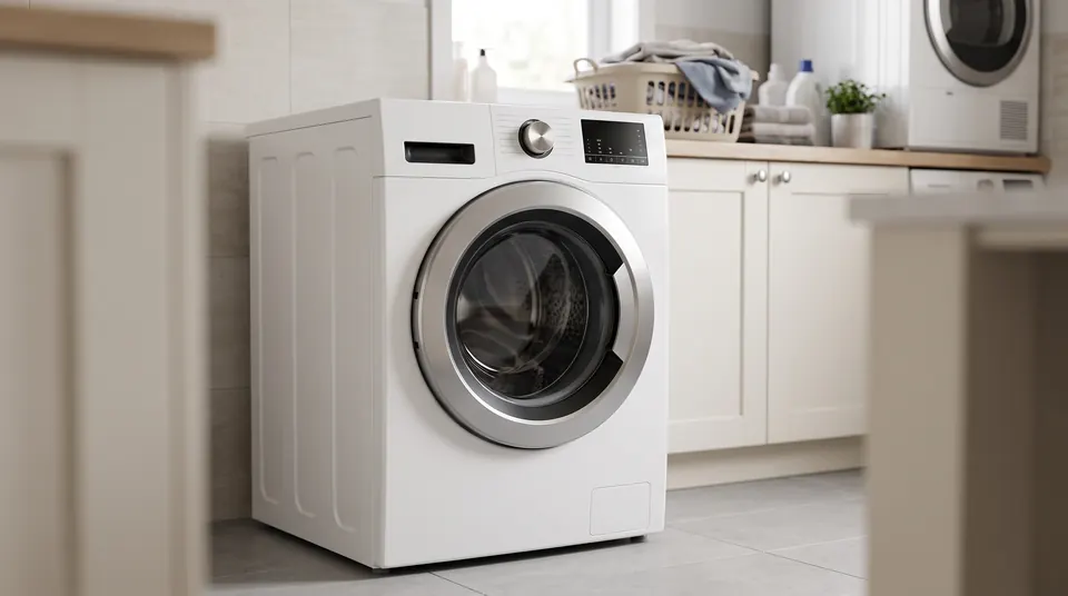 Tumble dryer in a home laundry room